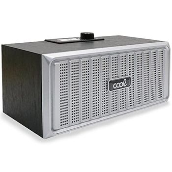Cool Retro Altoparlante Bluetooth Legno Nero Frontale Argento 20W