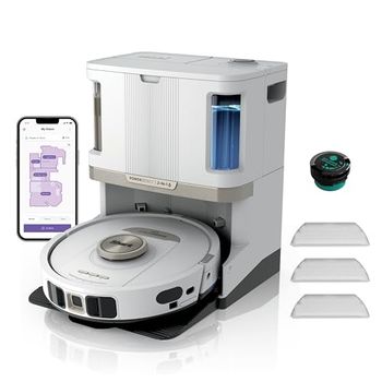 Shark PowerDetect 2-in-1 Robotstofzuiger en Dweil, NeverTouch Pro 60 dagen zelf legende, bijvullende en reinigende robot met 3D & LiDAR-navigatie, NeverStuck, wifi/app/Alexa, wit AV2800ZEEUWH