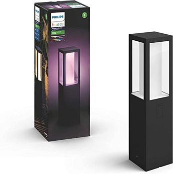 Philips Hue Impress Pedestal ou sobreparede exterior LED inteligente preto, luz branca e colorida, compatível com Amazon Alexa, Apple HomeKit e Google Assistant