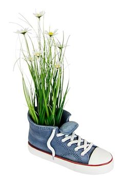 Kunstgrasstruik met margrieten, gymschoen, bloemen, gras, tailleband, staand gras, kunstplant, decoratief gras, kunstgras, planten, siergras, gras, troffel