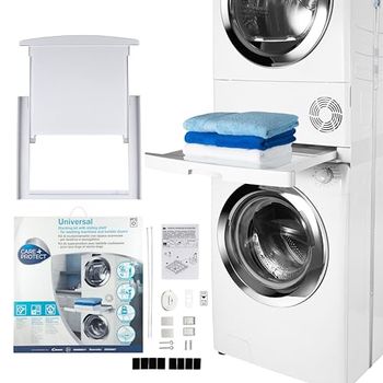 CARE + PROTECT Kit de união universal para máquinas de lavar e secar com prateleira deslizante, adequado para máquinas de lavar com profundidade 47 - 62 cm