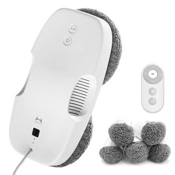 HUTT DDC55 Robot Lavavetri Finestre 3800Pa, Robot Lava Vetri Elettrico con Telecomando, per Grandi Finestre Interne/Esterne, Pareti in Marmo, Ceramica, con 12pcs Panno