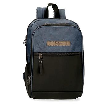 Pepe Jeans Ocean Blue Adaptable Laptop Backpack 25x37x10 cm Polyester with Synthetic Leather details
