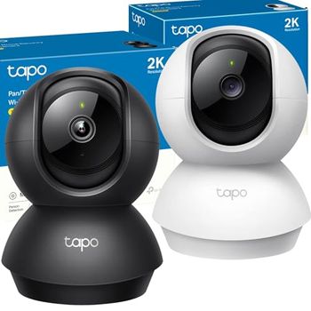 Tapo Indoor Camera for Security, Wifi Camera, 2K 3MP, 360° Baby and Pet Monitor, CCTV, Smart Motion Detection & Tracking, Night Vision, Works with Alexa & Google Home, Elegance White & Black (2 Pack)