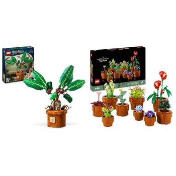 LEGO Harry Potter Figura di Pianta Mandragora e Vaso Botanicals Piccole Piante - Set di 9 Fiori Artificiali in Vaso 76433 + 10329