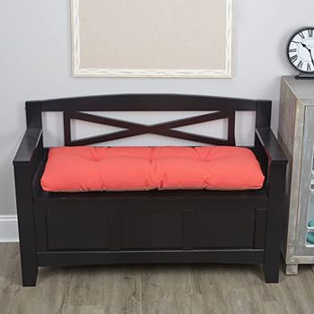 Klear Vu The Gripper Omega Non-Slip Tufted Bench Cushion for Indoor Furniture, Entryway Storage, Bay Window, Corner Nook or Piano Seat, 35 Inches, 16 Coral