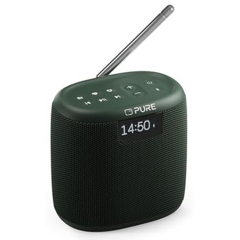 Pure Woodland Mini Altavoz para Exteriores con Bluetooth y Radio Dab+/FM (Resistente al Agua IP67, portátil, batería de 14h jardín y Camping) Negro