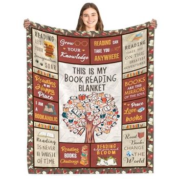 Fiwbnasz Book Lovers Deken Gift, Boek Lezen Bibliothecaris Geschenken Gooi Deken 127 cm x 152 cm, Boek Club Geschenken voor Lezen Liefhebber Boekenliefhebber Verjaardag Kerstmis Afstuderen Deken Gift