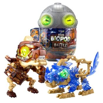 Silverlit YCOO Biopod Battle Duo Pack - Interactive Jurassic Robots - 2 Small Electronic Dinosaurs to Assemble - Light Sound Effects - 4 Robot Toys to Collect - 9 cm - Suitable for Ages 5 and Above