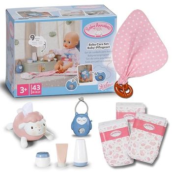 Baby Annabell Baby Care Set with baby monitor in owl shape, 3 nappies, wipe on pretzel, tissue dispenser and various jars