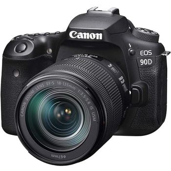 Canon EOS 90D - Cámara Réflex de 32.5 MP (Sensor APS-C, 45 Puntos AF, Disparos de 10fps, EOS Movie 4k+Full HD, Wi-fi, Bluetooth) Negro - Kit Cuerpo con Objetivo EF-S 18-135mm f/3.5-5.6 IS USM