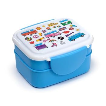 Bento lunchbox met vakken en bestek, Volkswagen VW T1 Camper Bus Retro
