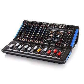 8-Channel Bluetooth Studio Audio Mixer - DJ Sound Controller Interface w/USB Drive for PC Recording Input, XLR Microphone Jack, 48V Power, RCA Input/Output for Professional and Beginners - PMXU88BT
