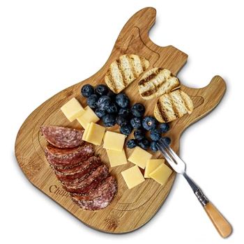 Mikamax - Planche à Découper Guitare en Bambou - Guitar Cutting Board Bamboo - 25 x 1.5 x 38 cm - Bloc de Chef et de Cuisine