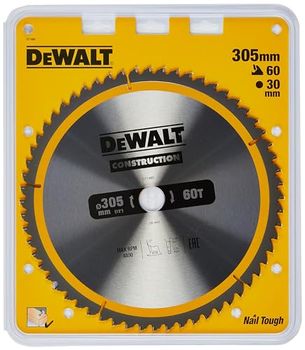 DEWALT DT1960-QZ Lâmina para serra circular estacionária 305 x 30 mm, tipo de dentagem ATB, ângulo de aperto - 5º, espessura 2 mm, 60 dentes