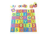 Juskys Kinder Puzzlematte Kim 36 Teile mit Buchstaben & Zahlen - rutschfest – Spielmatte bunt
