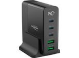 Multiladegerät Ansmann Desktop Charger, 140 W, GaN-Technologie, für bis zu 5 Geräte, 2 x USB-A und 3 x USB-C, Display, schwarz