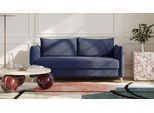 BRUNO Schlafsofa 160cm in Blau | Pillow | stabiles Massivholz & Boxspringkomfort