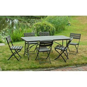 Garden Pleasure Garten-Essgruppe »TABORA«, (Set, 7 tlg.) schwarz + schwarz + schwarz B/H/T: 180 cm x 81 cm x 175 cm schwarz + schwarz + schwarz