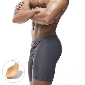Uxh Fashion Herren Badehose Mit Reißverschluss Hinten, Eng Anliegend, Sexy Bademode, Strandbekleidung, Bräunen, Surfen, Fitnessstudio Grau Xl