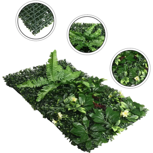 Aucun Plante d'herbe verte artificielle en plastique, plante verte d'extérieur, décoration murale de