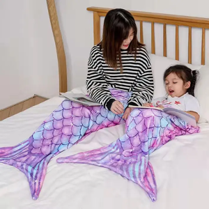 CH CACILLO Couverture de sirène en flanelle, couverture de couchage universelle pour enfants et adultes, queue