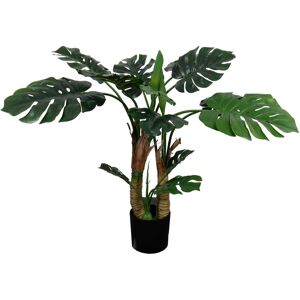 Home-tex Kunstig Fingerfilodendron Monstera Plante - Høyde 100 cm - Store grønne blader