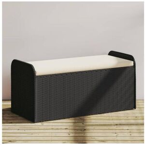 vidaxl Banco de arrumação com almofadão 115x51x52 cm vime PE preto