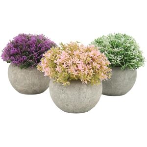 OutsideWorld 3 st Mini Krukväxter Konstgjorda Växter Plast Falsk Grön Växt Estetiska Fuskväxter Inomhus Runda
