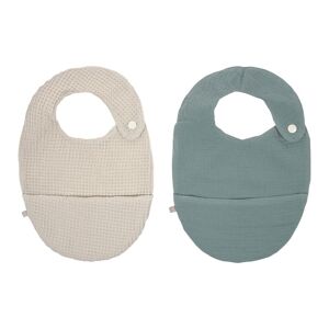 Kave Home Set of two 100% organic cotton (GOTS) Lupe bibs in beige and turquoise
