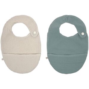 Kave Home Set of two 100% organic cotton (GOTS) Lupe bibs in beige and turquoise