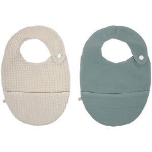 Kave Home Set of two 100% organic cotton (GOTS) Lupe bibs in beige and turquoise