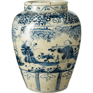 OKA Lvliang Porcelain Jar - White/Blue