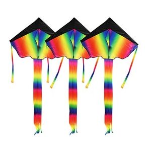 groupon 3 Pack Rainbow Delta Kite Kites for Kids Adults with Line and Handle