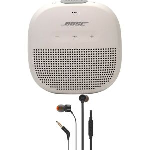 Bose Soundlink Micro Bluetooth Speaker (Smoke White) + JBL T110 in Ear Headphones Black