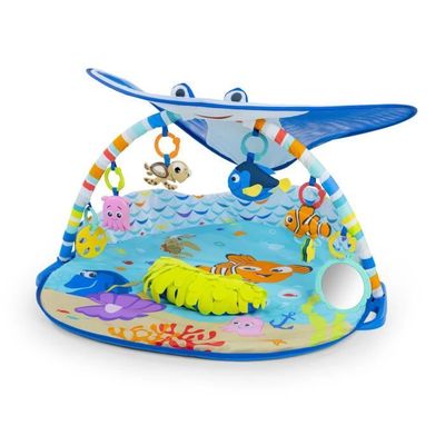DISNEY BABY Evolutionær babylegemåtte - Nemo - Bue med sensorisk og musikalsk legetøj. Lysgirlande. Spejl