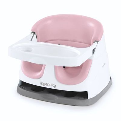 INGENUITY babysæde til 6 måneder til 3 år. 2-i-1 pæonbund. Aftagelig bakke. Nem opbevaring og rengøring.