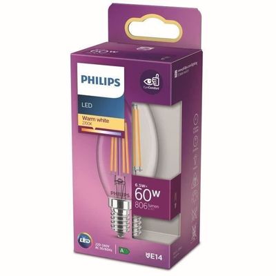 Philips LED-lampa motsvarande 60W E14 varmvit ej dimbar - Glas