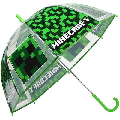 Minecraft Paraply Umbrella 70cm langt Grøn Sort trans 46cm i di