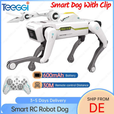 Teeggi multifunción RC perro mecánico con Clip eléctrico RC inteligente Robot perro con torreta educativo Robot inteligente juguete para regalo