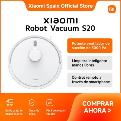 Oficial | Xiaomi Robot Vacuum S20, Potente ventilador de succión de 5000 Pa, Limpieza inteligente manos libres, Control remoto a través de smartphone
