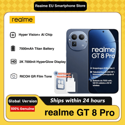 realme GT 8 Pro, 16+512GB, Snapdragon 8850, Cámara de 200MP, Batería de 7000mAh, Incluye Cargador de 120W y DC