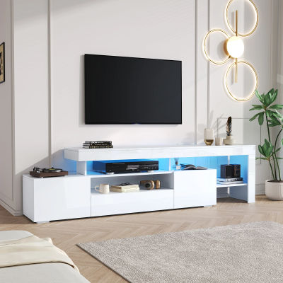 Mueble para televisión con 3 armarios, con LED, mesa para televisión de alto brillo, apto para televisores de unos 85 pulgadas