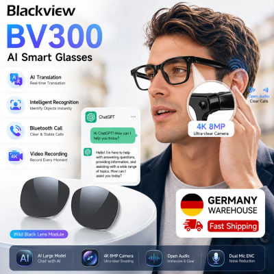 Gafas Inteligentes Blackview BV300 4K con Traducción por IA, Cámara de 8MP, Reconocimiento de Fotos, Lentes de Cambio de Color, Llamadas Bluetooth, Gafas de Sol Inteligentes para Hombre