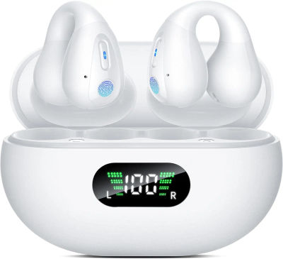 Auriculares inalámbricos Bluetooth, auriculares de oreja abierta, clip para la oreja, ultraligeros de 4,5 g, Bluetooth 5.3, audio direccional, 12 horas de duración de la batería, iOS y Android,