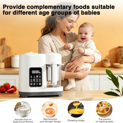 Procesador de Alimentos para Bebés de 220ml/300ml, 300W de Potencia de Calentamiento, Multifuncional, Vaporizador Automático, Mezclador y Triturador, Mini Robot de Cocina Todo en Uno