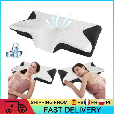 Almohada Ergonómica de Espuma Viscoelástica Refrescante para el Cuello, Almohada Ortopédica de Rebote Lento para Alivio del Dolor de Cuello, Soporte para Dormir de Lado o Boca Arriba