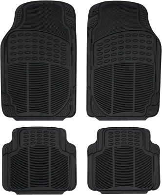 GREATOOL Set de 4 Alfombrillas de Coche, Universales para Coche, Alfombras Delanteras y Traseras con Goma Flexible para vehículos (Terciopelo Negro)
