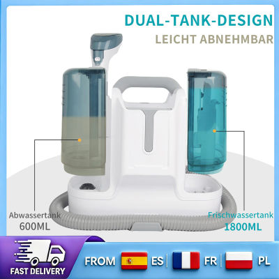 Máquina Limpiadora de Alfombras de 450W, Aspiradora de 10KPa, Tanque de Agua Limpia de 1800ML, Boquillas 5 en 1, Limpieza Profunda para Alfombras, Sofás, Interiores de Automóviles y Escaleras