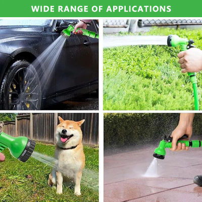 Manguera de Jardín Expandible con Pistola Rociadora de 7 Modos, Manguera Elástica Antienredos Compatible con la Mayoría de Grifos, para Riego de Plantas, Lavado de Coche y Limpieza Exterior